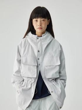 步履不停/4C23117C/收腰一手长灰色绿色工装上衣风衣外套