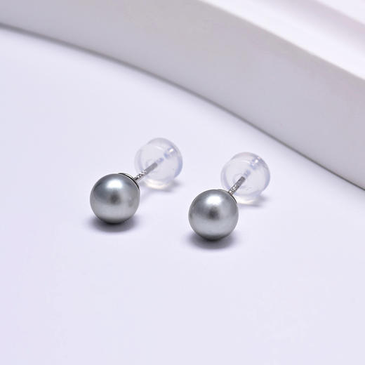 ysqq-10001【云赏珠宝】18k金铂金灰天然海水真多麻小米珠项链-赠铂金灰真多麻珍珠耳环 商品图4