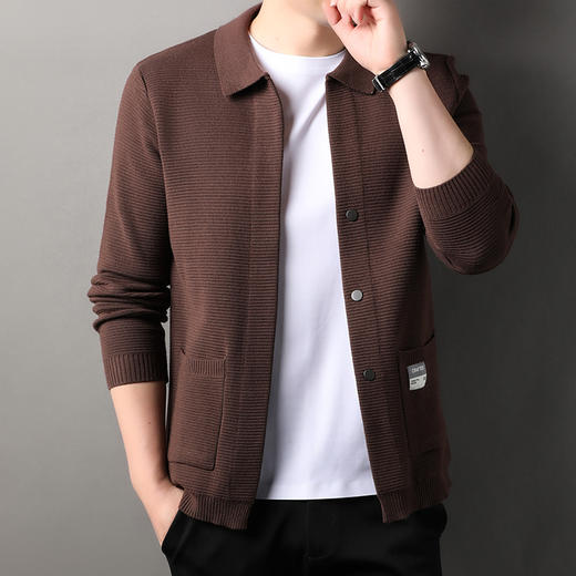 【新款DSK】大依优型大码男装休闲开衫毛衣净版拉链翻领针织衫夹克外套 商品图0