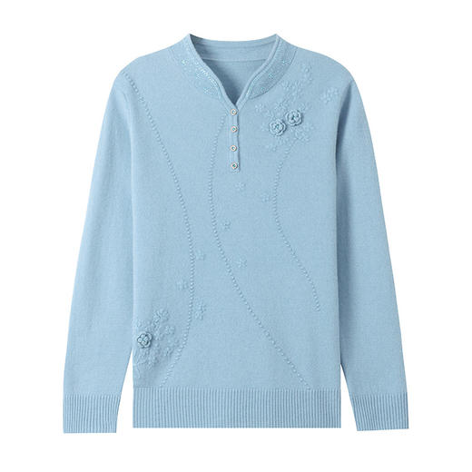 CC-38-830旗袍领毛衣女2024秋冬新款打底衫100纯羊毛衫内搭 商品图4