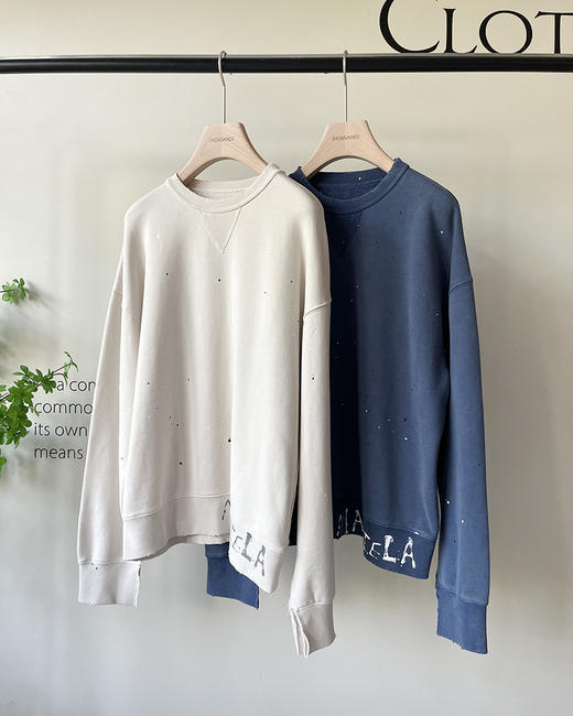 现货 THS 10.14-限时 m6家 情侣款 做旧泼墨松垮慵懒圆领卫衣 2色 QI137 商品图3