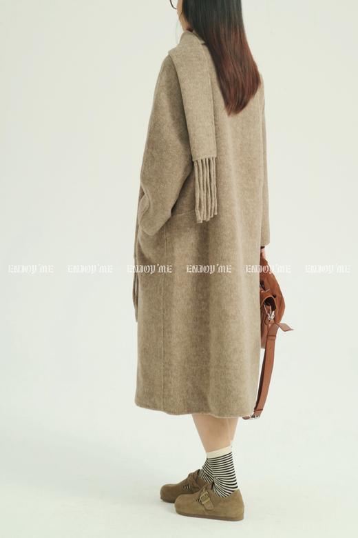 【门店同款】ENJOY冬季柔韧与共流苏围巾韩系大衣 159495279 商品图11