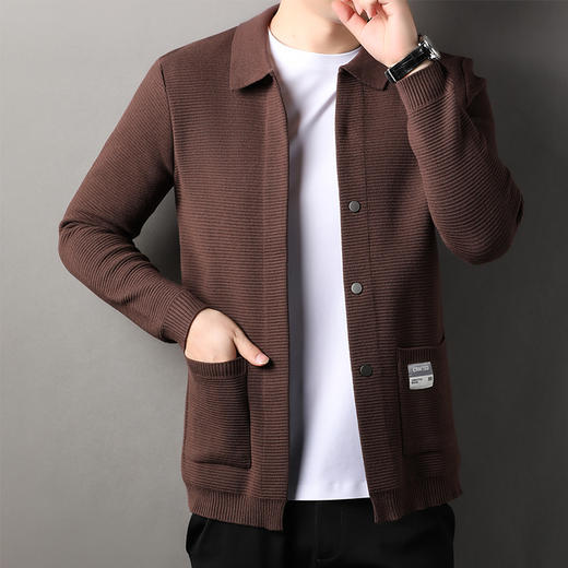 【新款DSK】大依优型大码男装休闲开衫毛衣净版拉链翻领针织衫夹克外套 商品图1