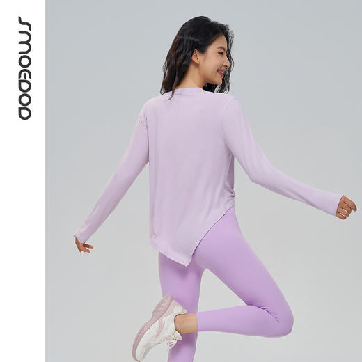 SMOEDOD/水沐伊朵绒感长袖收褶瑜伽罩衫V形下摆亲肤裸感轻盈显瘦50165 商品图4