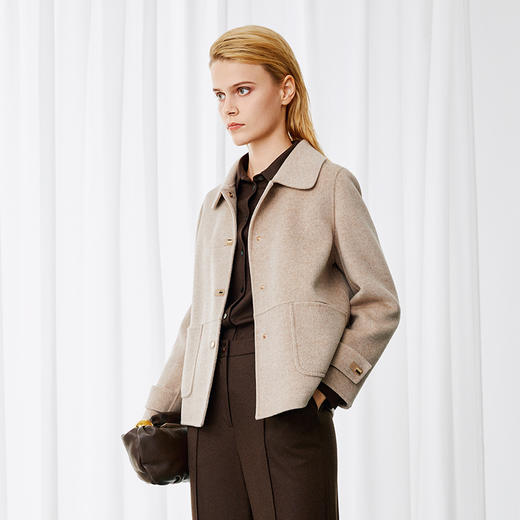 EITIE爱特爱冬季新款时尚翻领显瘦纯色毛呢大衣外套8014736 商品图9