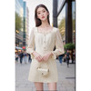 奢姿大码女装2024秋季减龄木耳边时尚方领连衣裙胖妹妹喇叭袖裙子9943855574 商品缩略图3