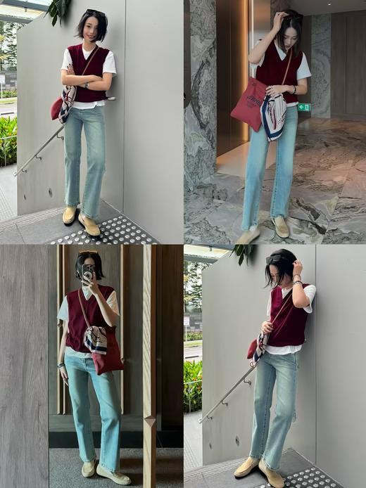 HIDEMI多重水洗做旧感牛仔蓝显瘦直筒街头感休闲牛仔裤 商品图1