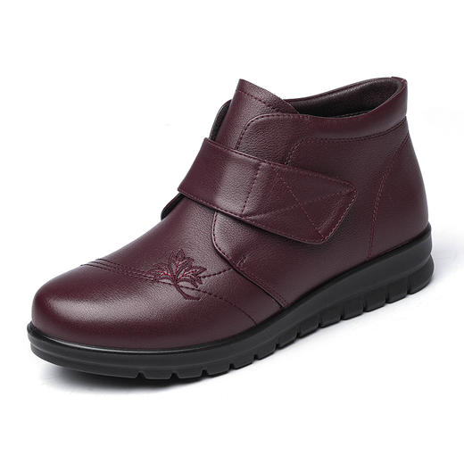 信诺超软真皮女鞋加绒保暖短靴中老年妈妈棉鞋2024冬季新款皮鞋女M739-6D 商品图4