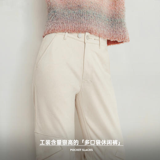 马登美式多口袋休闲工装裤复古白色小个子显瘦直筒阔腿裤春秋季女 商品图1
