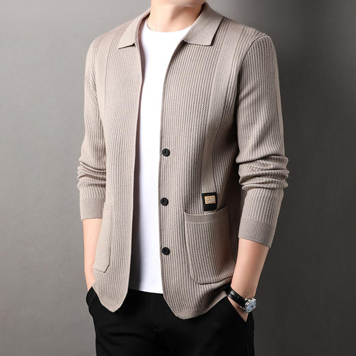 【新款DSK】大依优型大码男装休闲开衫毛衣拉链翻领针织衫夹克外套 商品图0