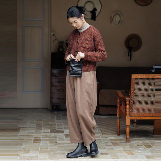 绽放旅行女装548朵/秋季真丝羊绒混纺夹花花纱短款开襟针织杉外套 商品图3