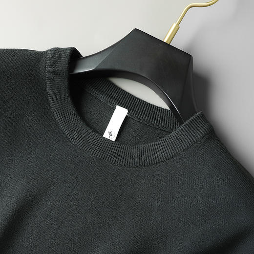 【莱赛尔+绵羊毛】【新款DG】大依优型净版纯色圆领长袖绵羊毛毛衣针织衫休闲针织衫毛背心加肥加大上衣男士胖子大码毛衫t恤打底 商品图3