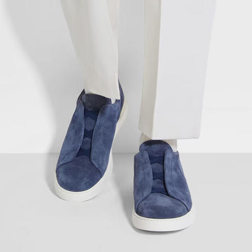 ZEGNA 杰尼亚 男士绒面 Triple Stitch™ 休闲运动鞋 蓝色 LHSOY S4667Z RTZ 商品图3