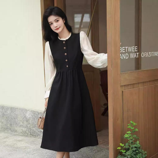 雀说法式小香风连衣裙女中长款新款修身显瘦质感小黑裙ALA1832 商品图1