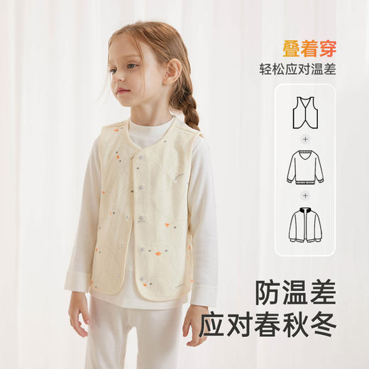 英氏舒绒棉儿童背心两面可穿秋冬男童女童家居服马甲上衣新款背心 商品图3