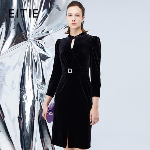 EITIE爱特爱秋季新款束腰显瘦修身百搭通勤连衣裙7507243 商品图1