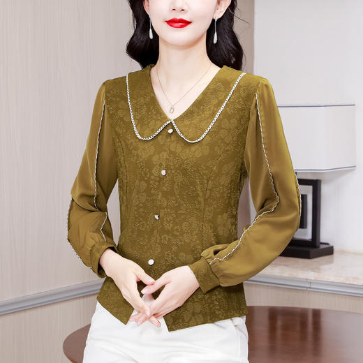 雀说新款时尚洋气翻领拼接减龄显瘦开叉上衣AL286 商品图6