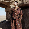 绽放旅行女装739朵/秋冬加厚汉麻棉中长外套飞鸟印花夹棉开襟棉服 商品缩略图0