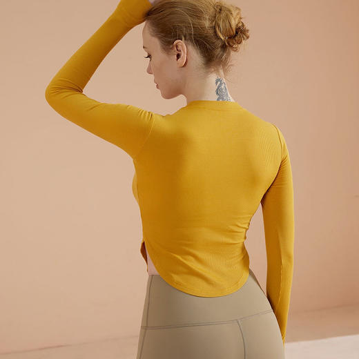 【爆款】修身显瘦健身长袖女带胸垫上衣短款运动T恤高级感云朵瑜伽服 JM CX923 商品图2