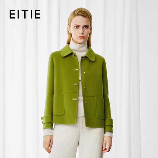 EITIE爱特爱冬季新款时尚翻领显瘦纯色毛呢大衣外套8014736 商品图0