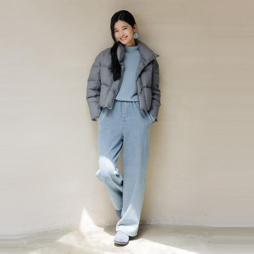 绽放旅行女装742朵/秋冬设计感白鹅绒箱型保暖立领百搭短款羽绒服 商品图3