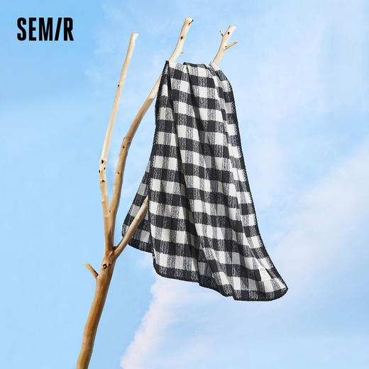 森马围巾女2024秋冬新款韩系格纹披肩加宽两用温暖绒面围脖撞色潮 商品图0