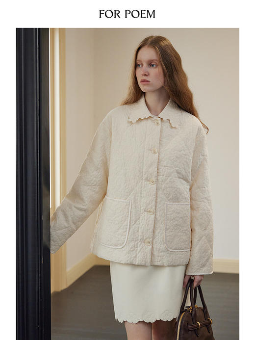 ForPoem 现货 24/FW原创设计刺绣花边领子3M新雪丽棉绗缝棉服外套 商品图4