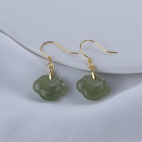 【宏艺珠宝】如意灵韵和田玉祥云款·银s925耳饰