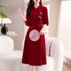雀说新中式国风盘扣丝绒连衣裙新款时尚洋气减龄显瘦中长裙AL9679 商品缩略图5