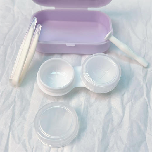 简约带镜子隐形眼镜盒便携迷你美瞳双联盒护理盒伴侣盒双联盒6678 商品图4