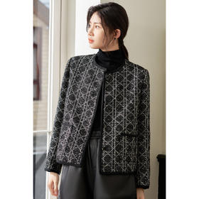 【星河鎏金小香外套】米思阳2026春季新品多股辫子纱 鎏金百搭短款箱型重工织边小香风外套4373