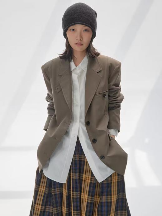 步履不停/4C22022C/小众设计高级感TR工装长款西装外套 商品图2