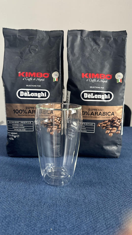 Delonghi德龙 KIMBO金堡阿拉比卡意式浓缩咖啡豆（1000g）X2一共两包 保质期至2026年3月28日  送卡布奇诺双层玻璃杯 商品图4