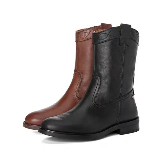 派高雁24秋冬女式牛皮平跟靴子 商品图0