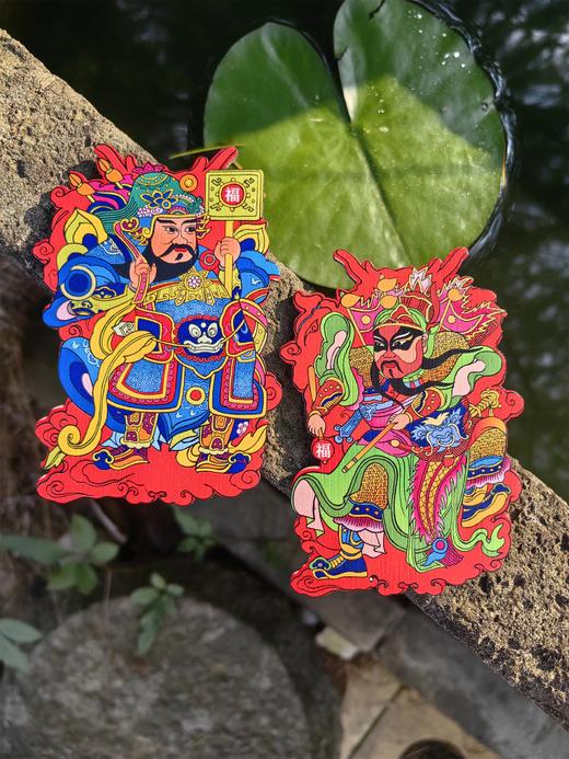 原创文化创意竹质门神冰箱贴 商品图0