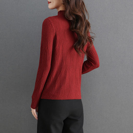 CC-28-1285修身弹力毛衣女春秋2024新款半高领羊毛针织上衣薄款打底衫内搭 商品图3