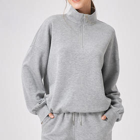 跃牌【欲动春风】系列 秋冬瑜伽服运动卫衣莫代尔宽松休闲立领上衣42553