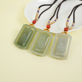 和田玉逍遥佛吊坠约48*31mm