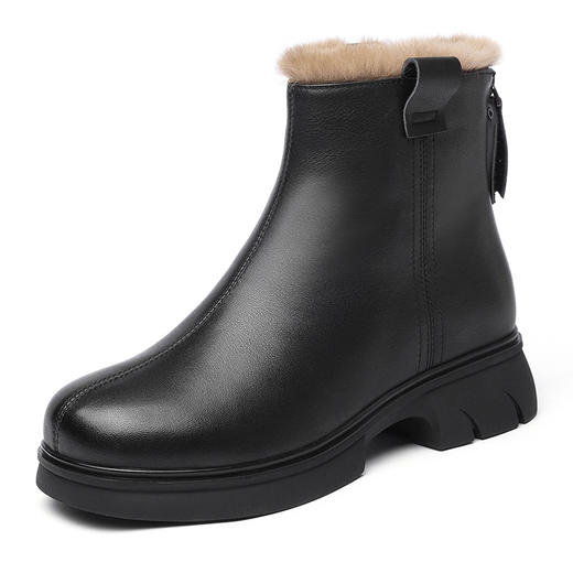 信诺厚底雪地靴女款2024冬季新款真皮女鞋加绒保暖短靴软底妈妈鞋M317-7Z 商品图4