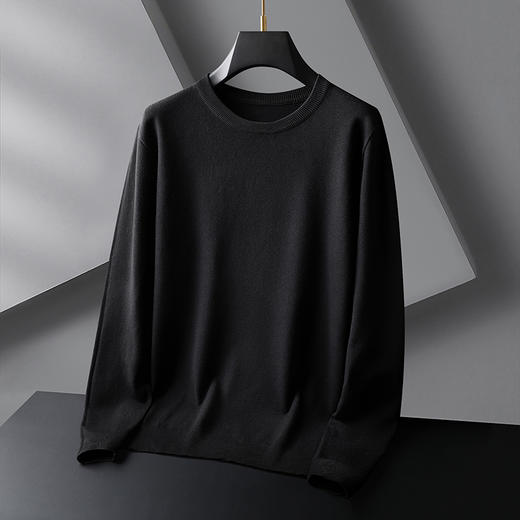 【莱赛尔+绵羊毛】【新款DG】大依优型净版纯色圆领长袖绵羊毛毛衣针织衫休闲针织衫毛背心加肥加大上衣男士胖子大码毛衫t恤打底 商品图2