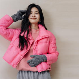 绽放旅行女装742朵/秋冬设计感白鹅绒箱型保暖立领百搭短款羽绒服