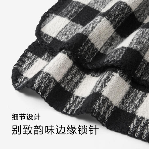 森马围巾女2024秋冬新款韩系格纹披肩加宽两用温暖绒面围脖撞色潮 商品图2