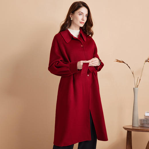 EITIE爱特爱冬季款简约大方纯色百搭毛呢大衣外套7614310 商品图7