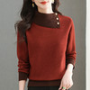 CC-101-98975秋冬季宽松长袖针织衫女士厚毛衣撞色拼接休闲百搭打底上衣新款 商品缩略图2