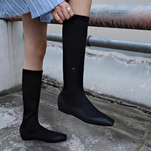 【顺丰包邮】75636 洛诗琳中筒瘦瘦靴秋冬高级感平底长靴8085 商品图2