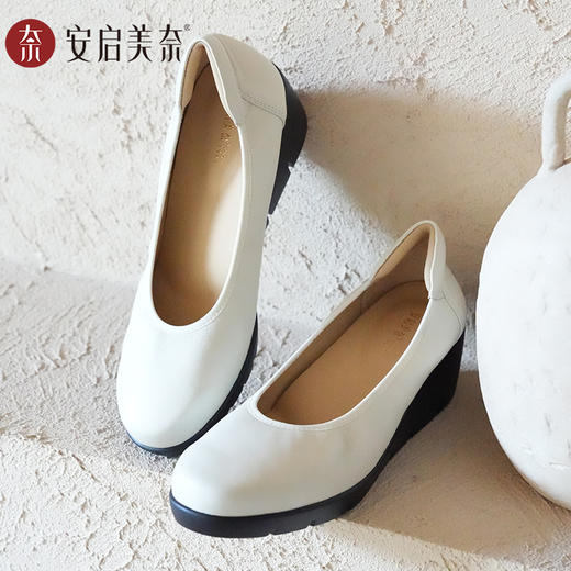 ARCHCONTACT安启美奈超轻久站舒适厚底坡跟小皮鞋52973-1 商品图4