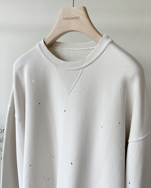 现货 THS 10.14-限时 m6家 情侣款 做旧泼墨松垮慵懒圆领卫衣 2色 QI137 商品图7