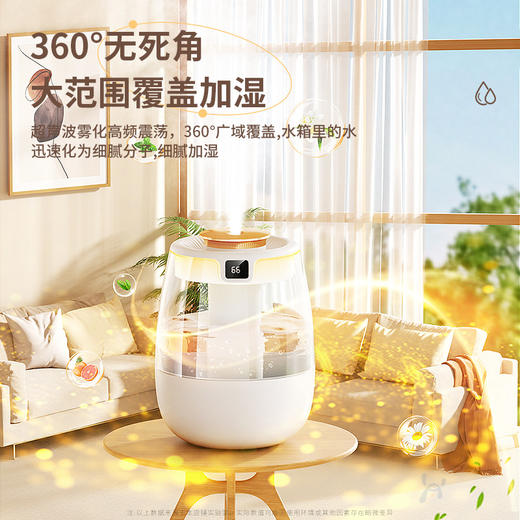 【纳米雾化！温馨小夜灯】桌面加湿器大容量usb家用卧室办公室便携式迷你净化器空气大雾量，大口径透明水箱，可视化水箱。ry 商品图2