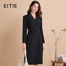 EITIE爱特爱秋季新款气质通勤显瘦百搭翻领西装连衣裙7507218