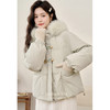 鹿向南「青松余雪」90白鸭绒真毛领羽绒服女冬季加厚连帽绿色外套 商品缩略图0
